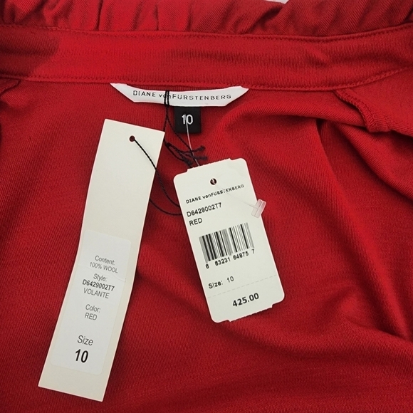 NWT Diane von Furstenberg Wool Wrap Red Dress Size 10 - Picture 15 of 15
